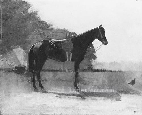 農場の庭の鞍馬 リアリズム画家ウィンスロー・ホーマー油絵